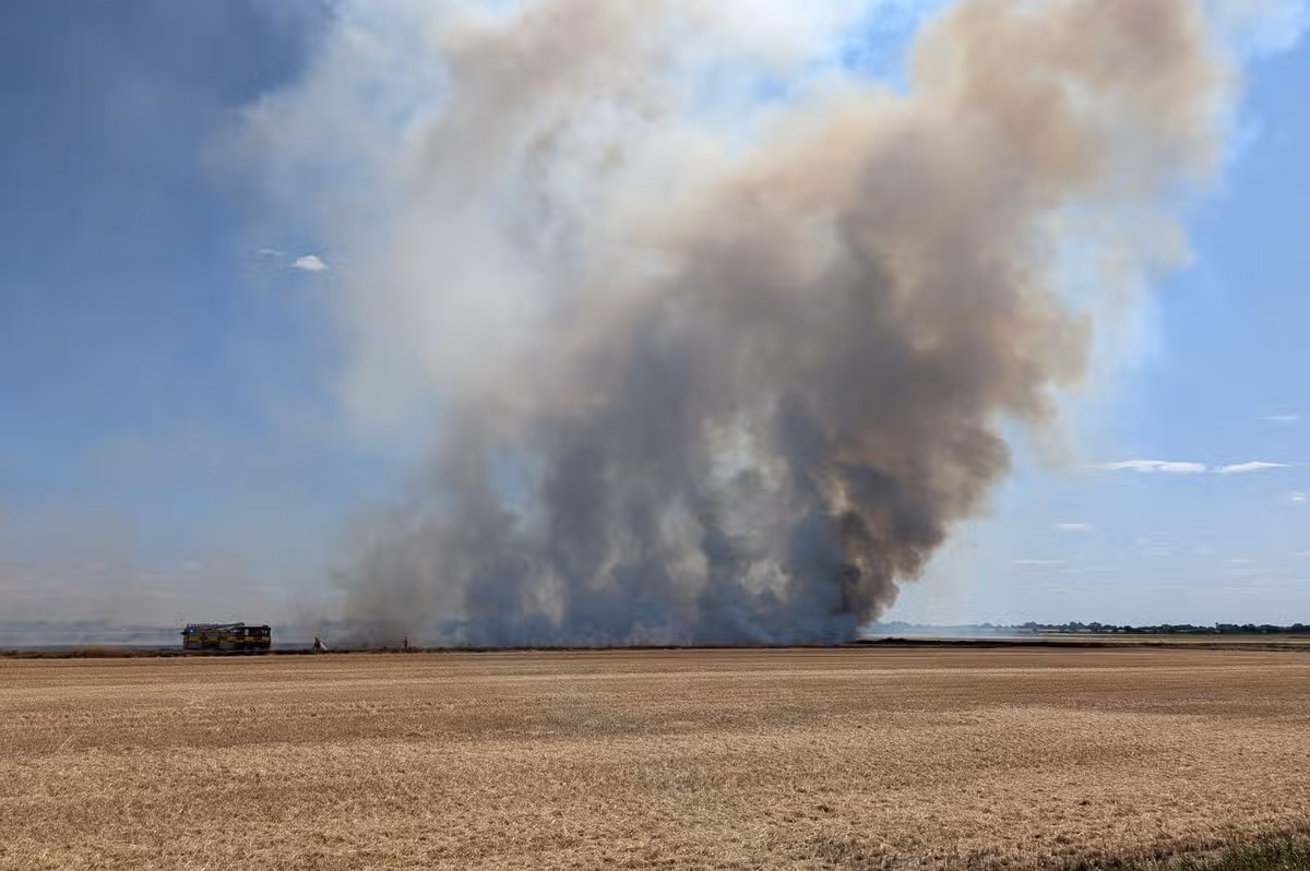 Firefighters Battle Massive Blaze at Cambridgeshire Farm